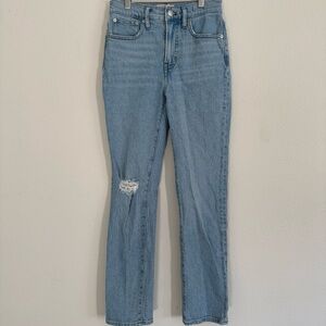 Madewell Light Blue Distressed Straight Leg Jeans